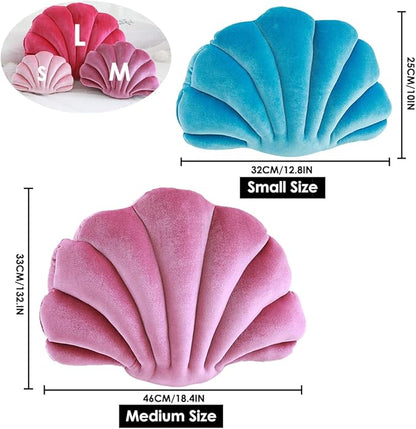 Patty Both Seashell Decorative Pillow Velvet Seashell Throw Pillow, Sea Shell Shaped Throw Pillow Decorative Pillows for Bed Couch Home Office Decor (Blue, Small(12.8 * 10in 0.3kg))