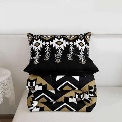 Erosebridal Boys Southwestern Aztec Twin Comforter Set, Western Rustic Bedding Set American Native Ethnic Bedding Comforter Sets for Kids Men Women Teens Bedroom Decor Boho Farmhouse Black Quilt