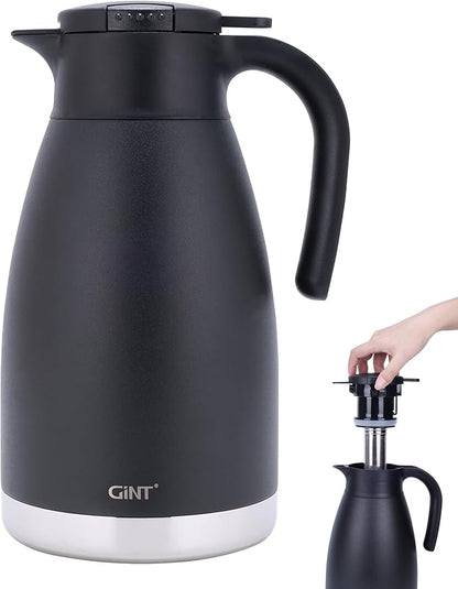 GiNT 74oz Thermal Coffee Carafe with Infuser – Insulated Tea Carafe, Removable Filter, Dishwasher-Safe | 2.2L 10+ Cups, Leak-Proof Seal & Pinch-Release | Stainless Steel for Office & Events