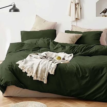ETDIFFE Dark Green Twin/Twin XL Size Comforter, 2pc Soft Farmhouse Olive Bedding Set & Collection, Lightweight All Season Microfiber Down Alternative Bed Comforter with 1 Pillow Sham for Women Men