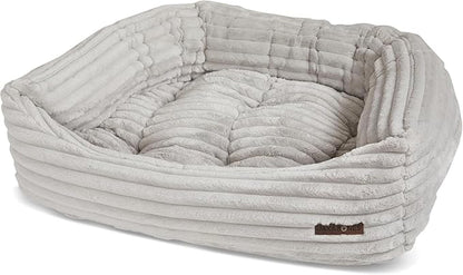 Jax & Bones Dog Bed Napper - Luna Grey Machine Washable Bed For Dogs - Extra Heavy Duty Bolstered Sides - Large Grey Dog Mat Beds | 40 x 32 Inches