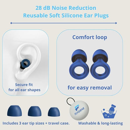 Reusable Noise Reduction Ear Plugs, 28dB SNR, Includes Storage Case, 1 Pair (Color, One Size) (Orange, One Size)
