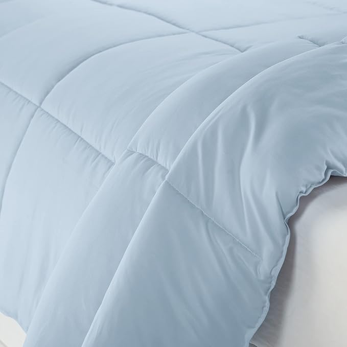 SERTA Simply Clean Ultra Soft Hypoallergenic Solid 3 Piece Comforter Set, King, Light Blue