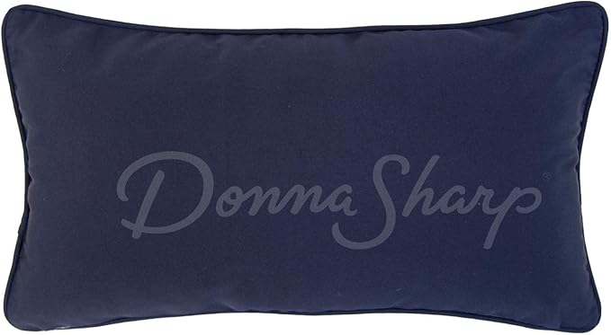 Donna Sharp 2-Piece Checkerboard Indigo Love Bird Decorative Throw Pillow Set - Pillows for Couch, Sofa, Beds, and Chairs - Includes 18" x 18" Square & 12" x 22" Rectangular Pillows