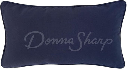 Donna Sharp 2-Piece Checkerboard Indigo Love Bird Decorative Throw Pillow Set - Pillows for Couch, Sofa, Beds, and Chairs - Includes 18" x 18" Square & 12" x 22" Rectangular Pillows