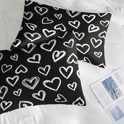 Comforter Set Queen Size, Love Cute 7 Pcs Bedding for Kids and Adults, Heart White Bed Sheet Sets with Fitted Sheet 2 Pillowcases & 2 Shams for Bedroom Bed Decor