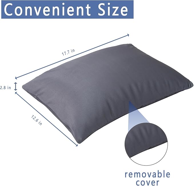 Microbead Throw Pillow Bedding Neck Pillows with Removable Cover, 16" x 12" Bed and Couch Decorative Pillow for Home Sofa Bedroom Fun Colors Support. Silky, Comfortable (BlackBerry Color)