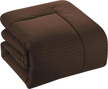 Twin Comforter Set 6 Piece Bed in a Bag with Bed Skirt, Fitted Sheet, Flat Sheet, 1 Pillowcase, and 1 Pillow Sham, Twin, Dobby Chocolate (Pack of 4, 24 Count Total)