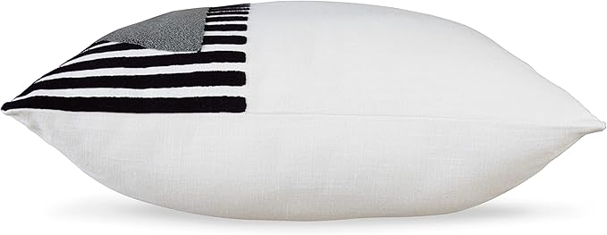 Signature Design by Ashley Longsum Contemporary Square Cotton Pillow with Embroidered Design, 20" x 20", White & Black