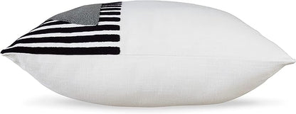 Signature Design by Ashley Longsum Contemporary Square Cotton Pillow with Embroidered Design, 20" x 20", White & Black