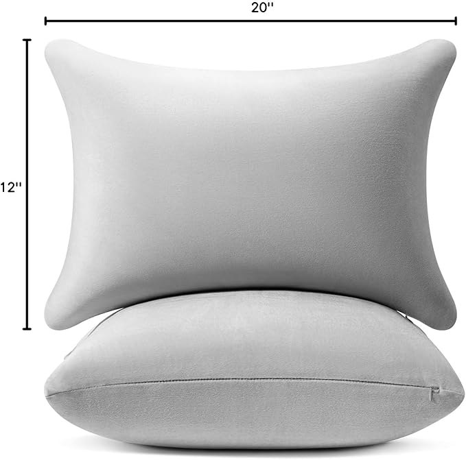 AM AEROMAX 12 × 20 Pillow Insert (Pack of 2) Memory Foam Lumbar Support Throw Pillow Sham Rectangular for Decorative Cushion Bed Couch Sofa Without Deform After Longtime Use(Grey)