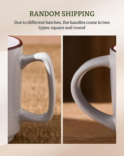 famiware Coffee Mugs Set of 4, Nebula 14oz Coffee Mugs, Ceramic Cup Set with Handle for Latte, Tea, Milk, Cappuccino, Cocoa, Light Gray