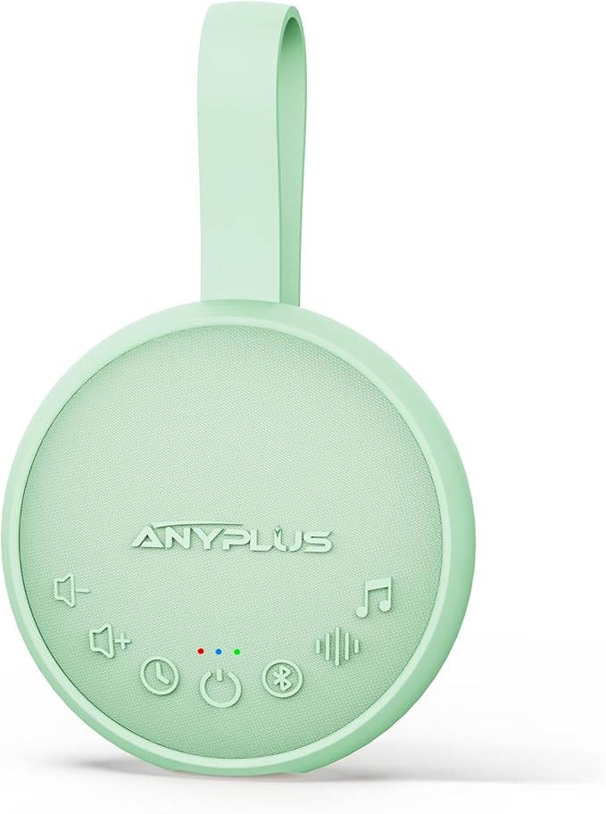 White Noise Sound Machine for Sleeping Adults & Baby, Portable Noise Machine with 24 Soothing Sounds, Bluetooth 5.1, Battery Powered, 3 Timer Settings, Memory Function for Home, Office, Travel (Green)