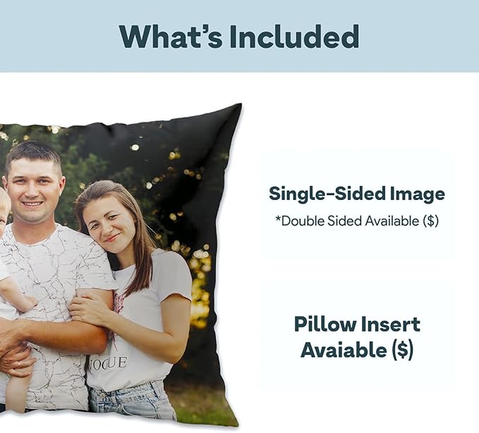 Fabric Textile Products Custom Pet Pillow - USA Made - Custom Pillow with Cat and Dog Photos - Bone with Name - Throw Pillow - Personalized Gift - Pet Gifts (20"x20")