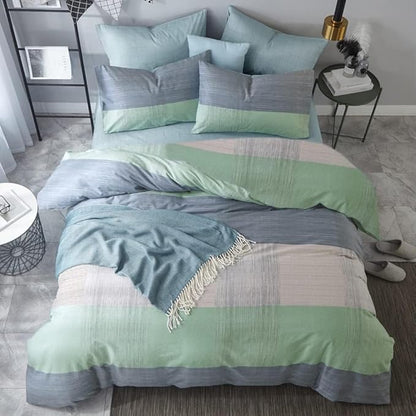 VM VOUGEMARKET Geometric Comforter Set Twin Blue Mint Green Patchwork Bedding Comforter with 2 Pillowcases Modern Style Lightweight Soft Twin Comforter Set