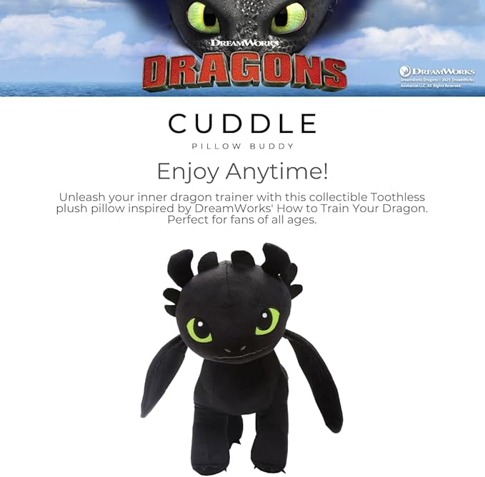 How To Train Your Dragon Toothless Bedding Super Soft Cozy Cuddle Pillow Buddy, (Officially Licensed Product) By Franco