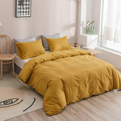Wellboo Mustard Yellow Comforter Sets Twin Size Solid Ginger Bedding Comforters Women Men Plain Dark Yellow Quilts Modern Minimalist Gold Yellow Blankets Soft Vintage Bedroom Decor Aesthetic