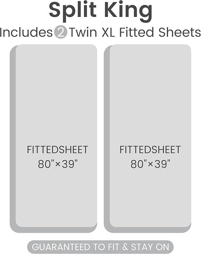 Simple&Opulence Belgian Linen Sheet Set Solid Color - 5 Pieces (1 Flat Sheet, 2 Fitted Sheets & 2 Pillowcases) Natural Flax Cotton Blend Soft Breathable Farmhouse Bedding - Split King Size, White