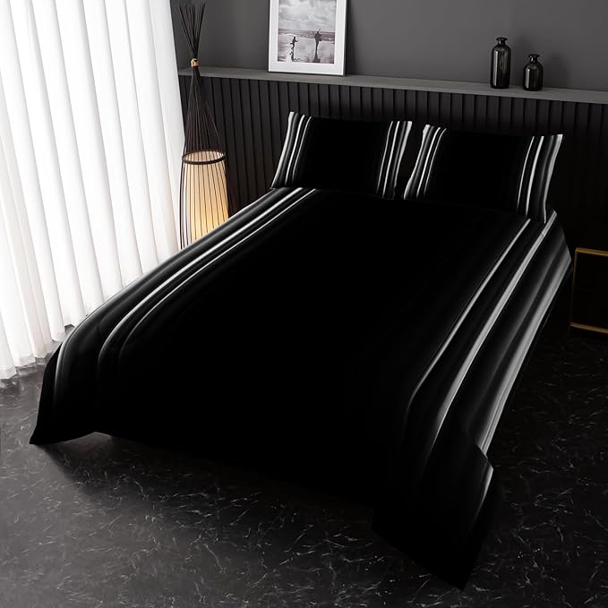 White and Black Bedding Set Queen Size Abstract Ombre Comforter Set for Teen Boys, Mordern Bedding Set 3 Piece in A Bag,Dark Quilt Set Mordern Art Decor Lightweight All Seasons with Pillowcases