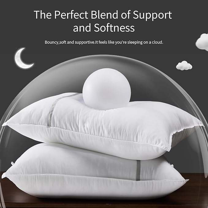 King Size Pillows Set of 2, Firm Hotel Pillows for Sleeping, Cooling Bed Pillows for Side & Back Sleepers, Down Alternative Filling, 20 x 34 Inches