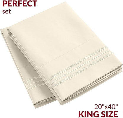 Mellanni Pillow Cases - Luxury, Extra Soft, Cooling Pillow Covers - 2 PC Iconic Collection Pillowcases - Envelope Closure (King 20" x 40", Golden Ivory)