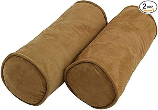 Blazing Needles Corded Microsuede Throw Pillows (Set of 2), 20" x 8", Camel