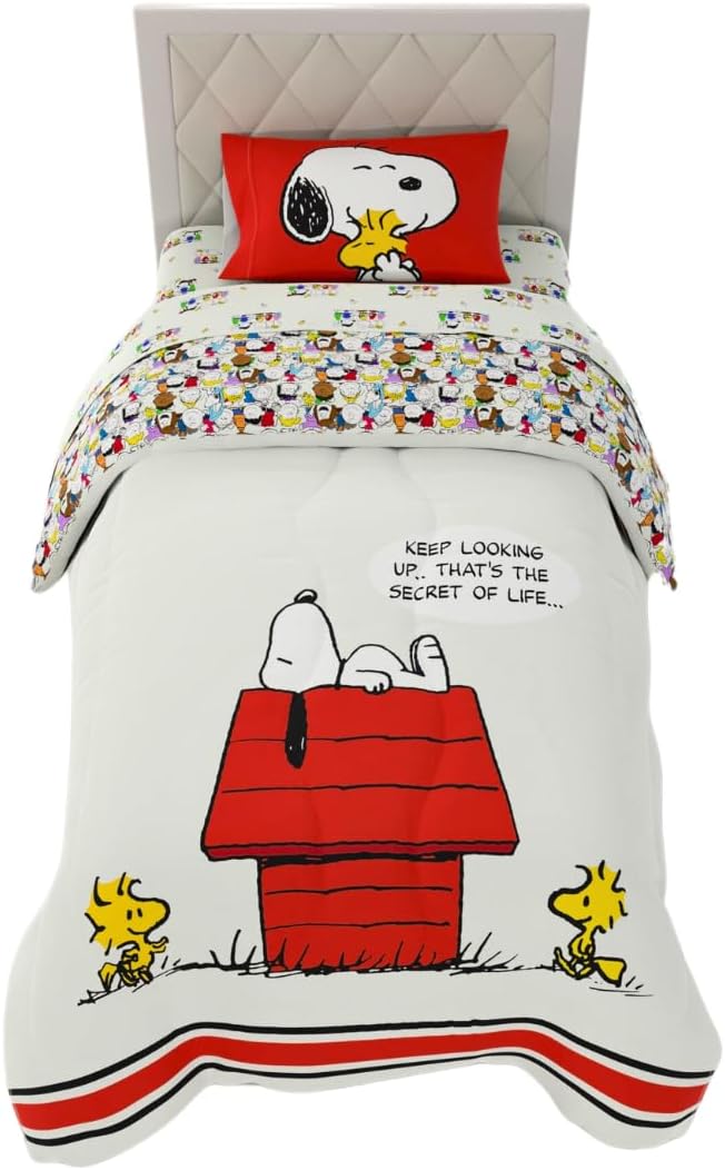 Franco Peanuts Classic Pals Super Soft Comforter and Sheet Set, 4 Piece Twin Size, (Official Licensed Product) Collectibles