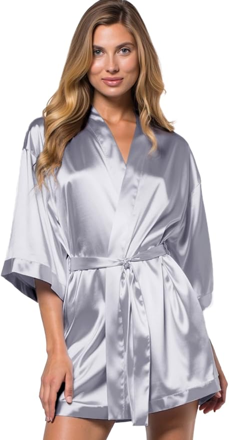 Turquaz Women's Bride Bridesmaids Silky Robe Satin Kimono Robes for Women Lingerie