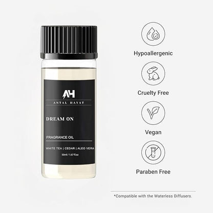 Dream On Essential Oil Scent 50mL - Inspired by Westin Hotel - Home Luxury Scent - Antal Hayat Diffuser Oil - White Tea, Cedarwood, Amber, Musk - Diffuser Oil Blends for Aromatherapy