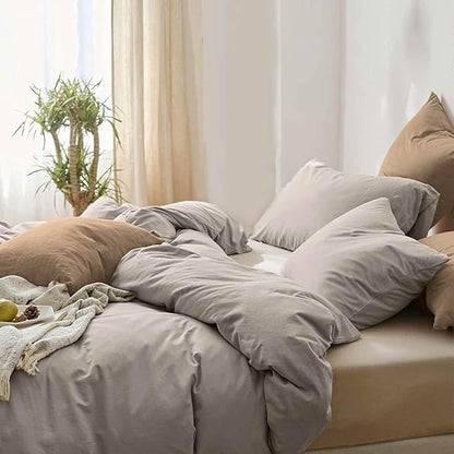 ETDIFFE Tan King Size Comforter, 3pc Soft Farmhouse Taupe Bedding Set & Collection, Lightweight All Season Microfiber Down Alternative Bed Comforter with 2 Pillow Shams for Women Men
