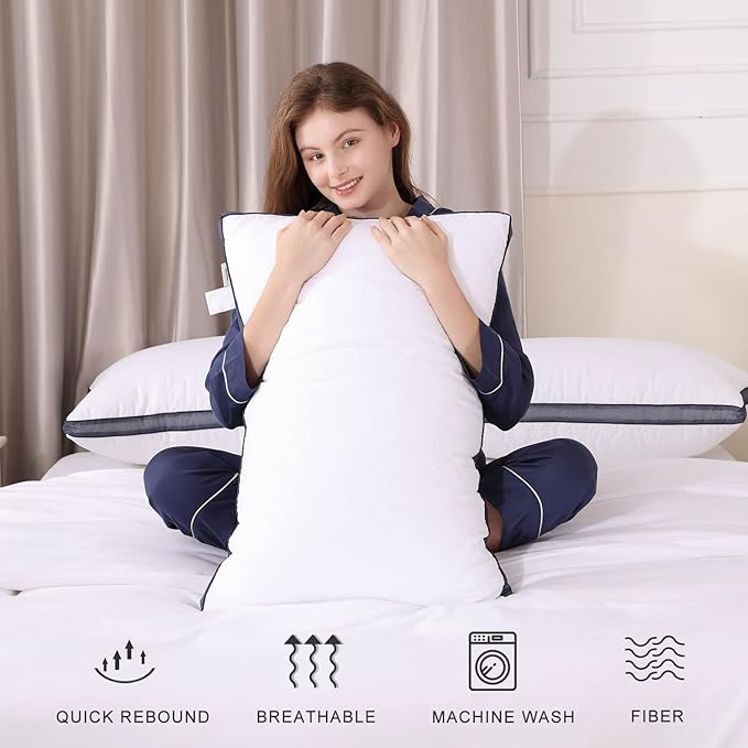 Meoflaw Pillows for Sleeping (2-Pack), Luxury Hotel Pillows Queen Size Set of 2,Bed Pillows for Side and Back Sleeper (Queen)