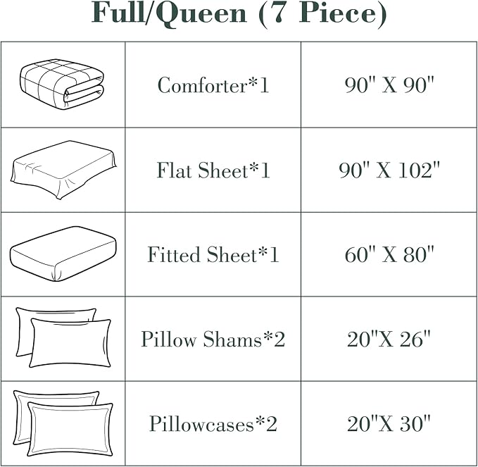 EMME 7-Pieces, Down Alternative Brushed Bedding Comforter Set with Sheets, Ultra Soft and Comfortable Solid Bed Set for All Season (Full/Queen, Aqua Blue)