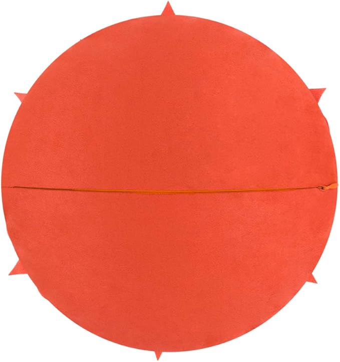 3D Flower Decorative Throw Pillow Accent Handmade Round Pillow Cushion with Insert for Home Couch Bedroom Decor 13 x 13 Inch Reddish Orange