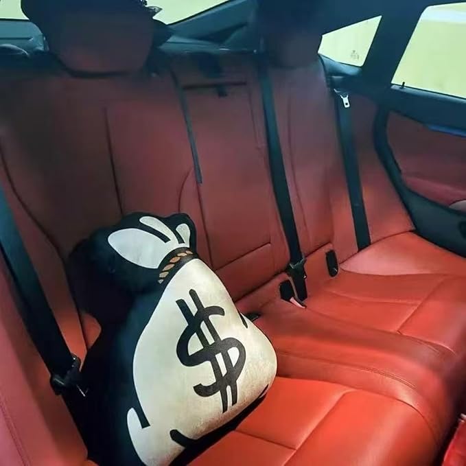 Money Bag Decorative Pillows, Funny Dollar Shaped Soft Plush Pillow,22.83in×18.9in Throw Pillow for Living Room Couch Bed Sofa Outdoor (A)
