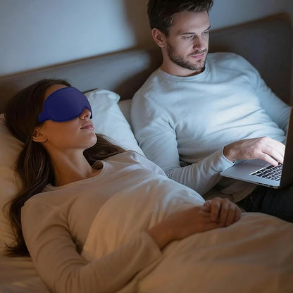 Sleep Mask for Men Women - 100% Blackout Eye Masks for Sleep - 3D Soft Sleeping Mask for Side Sleepers - Zero Pressure Lash Extensions Eye Cover Shade for Airplane Travel Essentials, Blue
