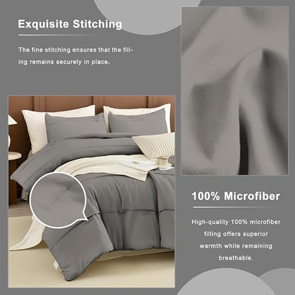 Masaca Grey Oversized King Comforter 120x120,Pinch Pleat California King Comforter Oversized,Vintage Farmhouse Boho Gray Bedding Comforter for All Season