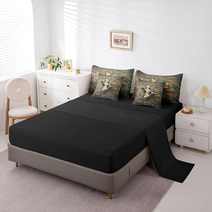 Erosebridal Mallard Duck Full Size Bed Sheets and Comforter Set | Duck Camo 7-Piece Bedding Set Mens Country Bed in a Bag, Farmhouse Woodland Animals Bed Sets,Abstract Camouflage Cabin Hunting Decor