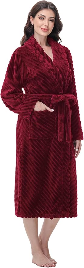 Yurhap Premium Robes for Women - Super Soft Cozy Fleece Womens Robe Plush Long Bathrobe