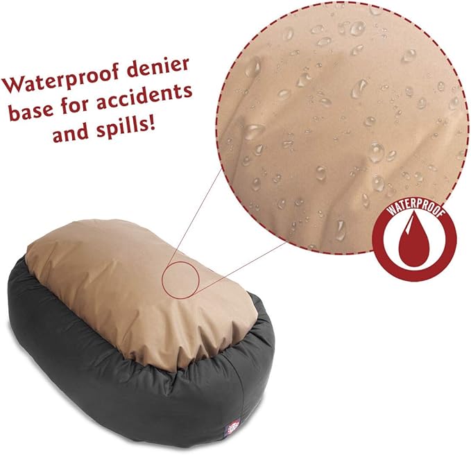 Majestic Pet 52 Inch Bagel Calming Dog Bed Washable – Cozy Soft Round Dog Bed with Spine Support for Dogs to Rest Their Head - Fluffy Donut Puppy Mat 52x35x11 (Inch) X-Large – Gray