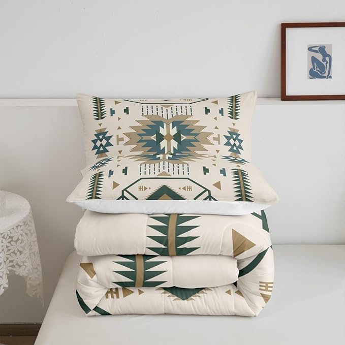 American Southwest Bedding Set Full Size Indian Tribal Aztec Style Comforter Set for Kids Teens Adults Women Bedroom Decor Geometric Abstract Arrow Quilt Set Boho Beige Duvet Insert 3pcs