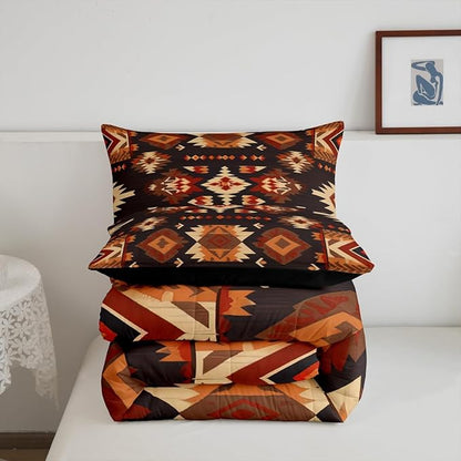 Feelyou Geometric Comforter Full Size Modern Art Comforter Set for Boys Girls Children Luxury Bedding Set Room Decor Brown Duvet Set