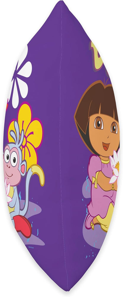 Dora The Explorer Boots The Monkey Flowers in The Rain Throw Pillow