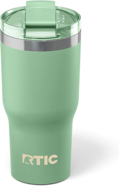 RTIC 20oz Essential Tumbler with Lid, Ceramic Lined, Insulated, Stainless Steel, Metal, Double Wall Vacuum-Insulation, Travel Cup for Iced Coffee, Tea, Hot and Cold Drink, Sage
