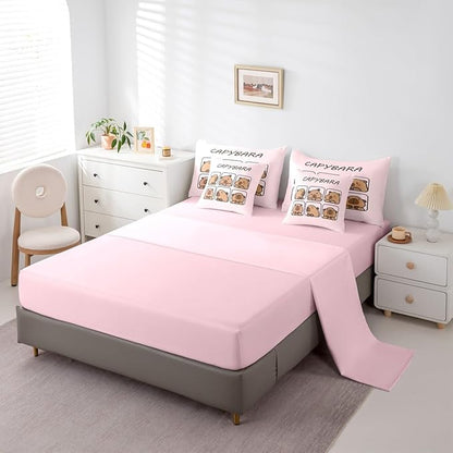 Erosebridal Kids Capybara 7 Pieces Bedding Set Full Size,Cute Rodent Animal Bed in a Bag,Capybara Lovers Bed Set Includes Comforter,Sheet Set,Pillowcases & Pillow Covers,Cartoon Animal Bedroom Decor