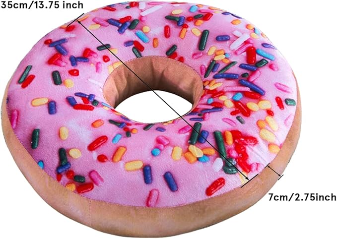 HYSEAS Round Throw Pillow 14 Inch Pink Donut, 3D Digital Print Decorative Comfortable Soft Plush Funny Food Shaped Pillow Light Weight Seat Pad Cushion for Couch, Chair, Floor, Sofa, 2 Pack