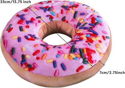 HYSEAS Round Throw Pillow 14 Inch Pink Donut, 3D Digital Print Decorative Comfortable Soft Plush Funny Food Shaped Pillow Light Weight Seat Pad Cushion for Couch, Chair, Floor, Sofa, 2 Pack