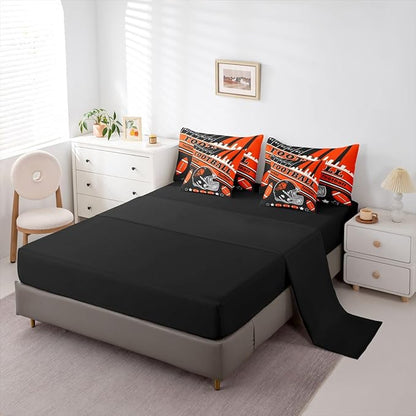 Feelyou Football 7 Pieces Comforter Sets Twin Size Kids Rugby Sports Bedding Set for All Season Football City Bed in a Bag with Comforter, Sheets, Pillowcases & Cushion Cover