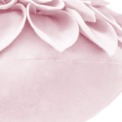 JWH Spring Flower Throw Pillow Cover Decorative Round Cushion Floral Accent Pillow Case Handmade Pillowcase for Girls Bedroom Living Room Bed Couch 12 Inch Pink Velvet
