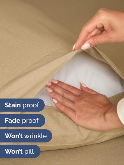 Extra Deep Twin Sheet Set - 4 Piece Breathable and Cooling Sheets - Hotel Luxury Bedding for Women, Men, Kids & Teens - Easy & Secure Fit - Soft and Wrinkle Free - Extra Deep Pockets - Heathered Tan