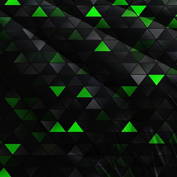Geometric Green Black Comforter Set,Triangle Honeycomb 3 PCS Bedding Set Queen Size for Teen Adult,Modern Quilt Set Geometry Decor,Microfiber Lightweight 1 Comforter 2 Pillowcases